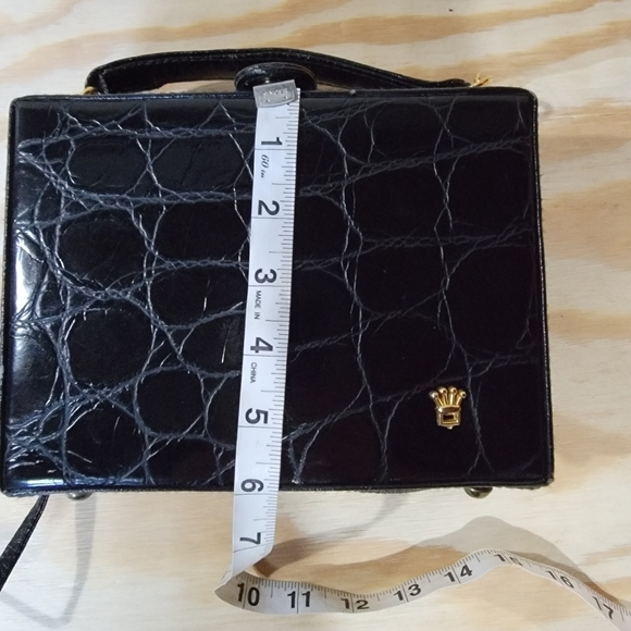 Vintage ~ Black Square Hardcase Handbag/accessory - Picture 10 of 12